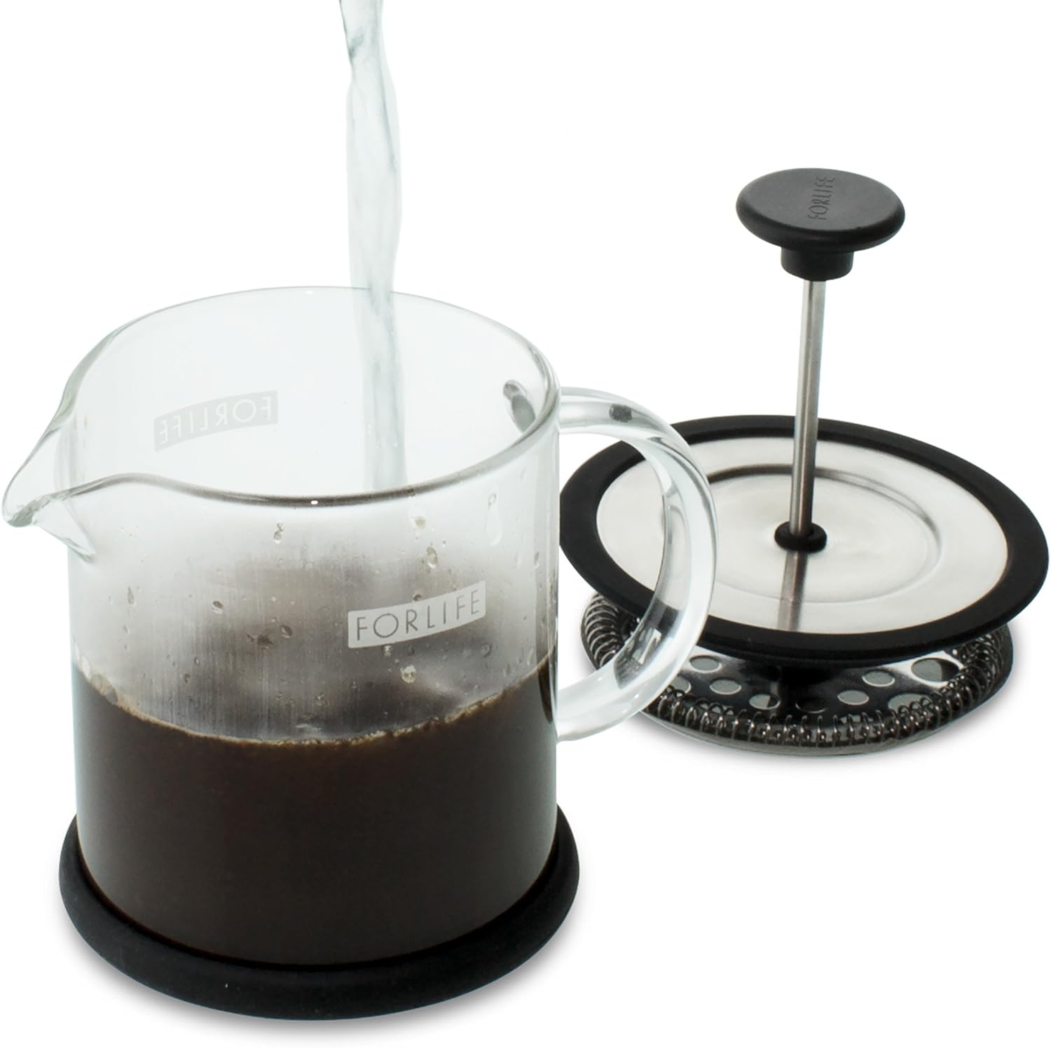 FORLIFE Cafe Style Glass Coffee/Tea Press Black 16Ounce Kitchen & Dining French Presses