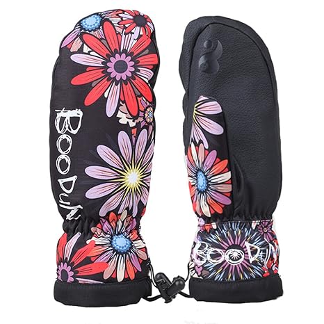 Waterproof Ski Mittens Insulated Cold Weather Mitts For Women M Sun Flower