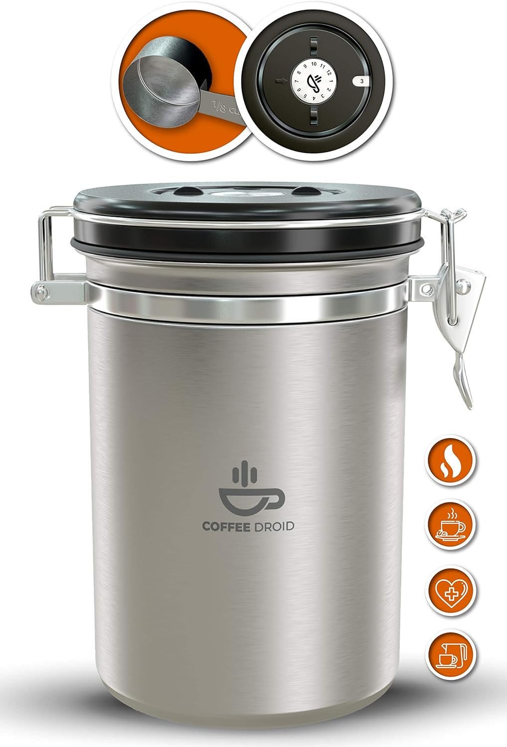 Coffee Canister by Coffee Droid Premium Stainless Steel