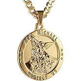 HZMAN St Michael The Archangel Catholic Medal Stainless Steel Amulet Pendant Necklace