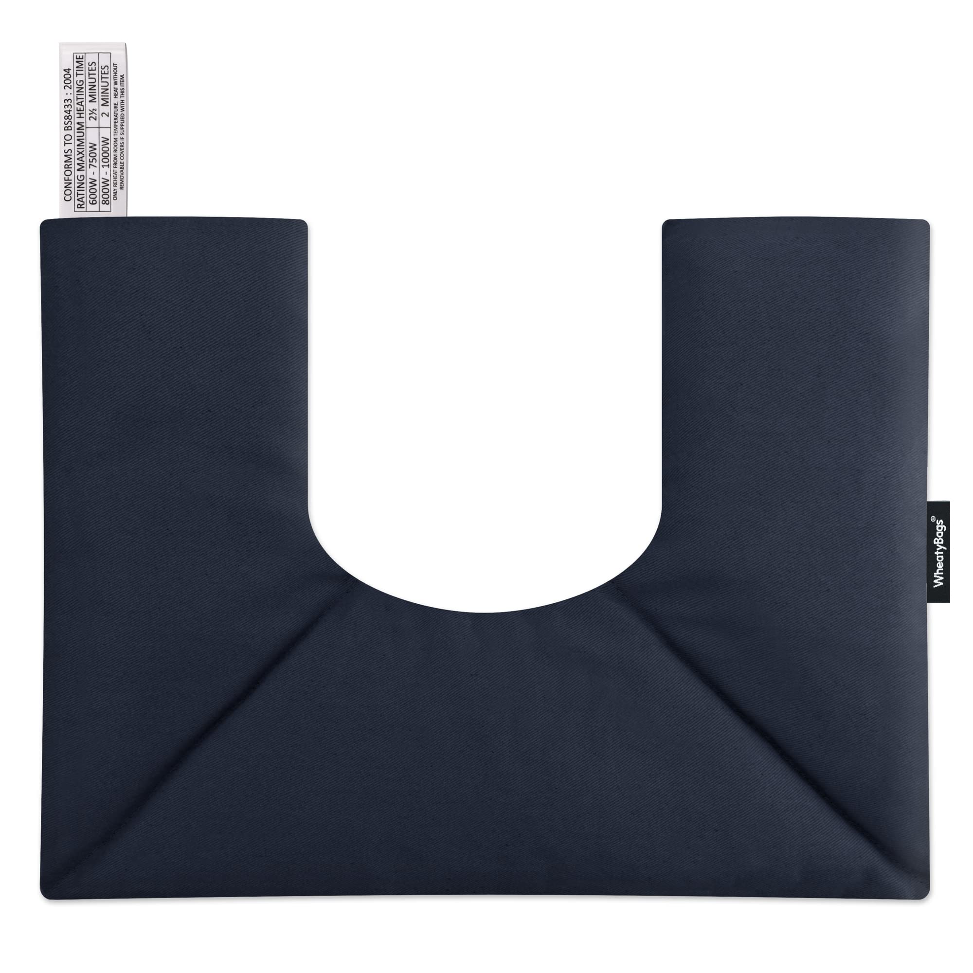 Wheat Bag Microwavable Neck and Shoulder Heat Pack with Lavender - 37cm x 27cm - Navy Blue Cotton Fabric - Soothing Warmth for Shoulders & Neck - Made in The UK