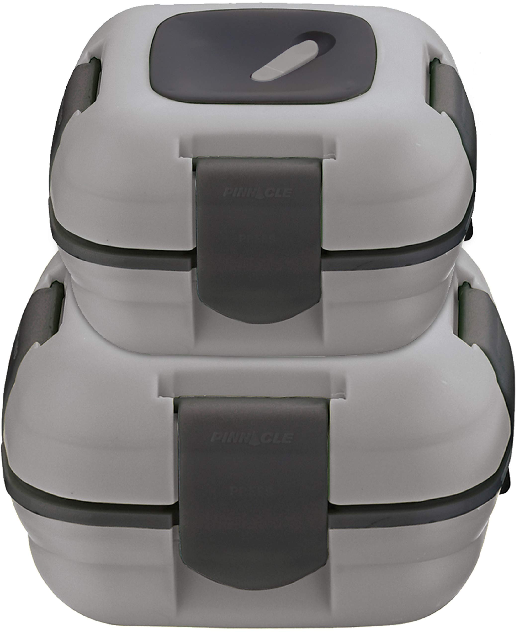 Pinnacle Lunch Box Insulated Leak Proof Lunch Box for Adults and Kids - Thermal Lunch Container with New Heat Release Valve ~Set of 2/2 Sizes~ Grey
