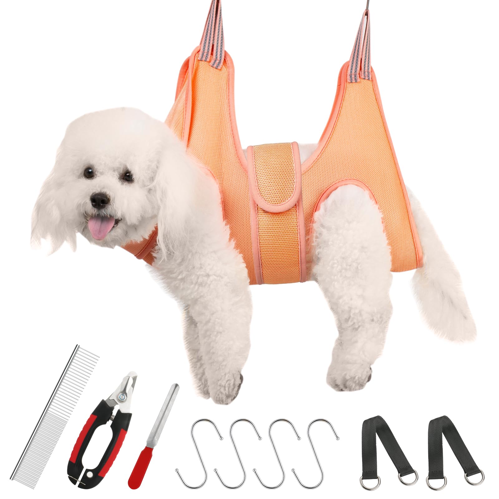 Guzekier Pet Dog Grooming Hammock Harness for Cats & Dogs, Dog Sling for Grooming, Dog Hammock Restraint Bag with Nail Clippers/Trimmer, Nail File, Pet Comb,Ear/Eye Care
