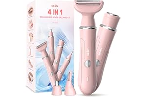 Sejoy All-in-1 Facial Hair Trimmer for Women, Perfect for Face, Ear/Nose and Eyebrows, Nose Hair Removal Clipper Electric Painless, Pink