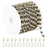 YOUBEIYEE Black Oil Drip Chain for Jewelry Making, Gold Plated Brass Cable Link Chain Spool with Jump Rings and Lobster Clasps Jewelry Findings