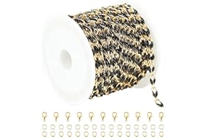 YOUBEIYEE Black Oil Drip Chain for Jewelry Making, Gold Plated Brass Cable Link Chain Spool with Jump Rings and Lobster Clasps Jewelry Findings