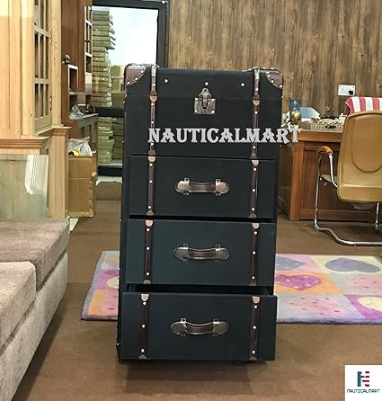 Amazon Com Nauticalmart Wardrobe Trunk Faux Leather With Drawers