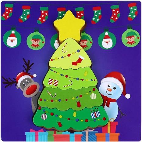 Amazon Co Jp Nuolux 1セットクリスマスウッドパズルキッズホリデージグソーパズルキッズクリスマスおもちゃグリーン ホーム キッチン