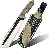 HX OUTDOORS 14 Inch Machete Knife, Premium DC53 Steel Fixed Blade Knife, Kukri Gardening Machete with Kydex Sheath for Yard Work, Cutting Trees, Clearing Brush