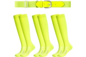 Haysandy Baseball or Softball Sock and Belt Combo Set 3 Football Baseball Socks with Softball Belt for Kids Youth Adult