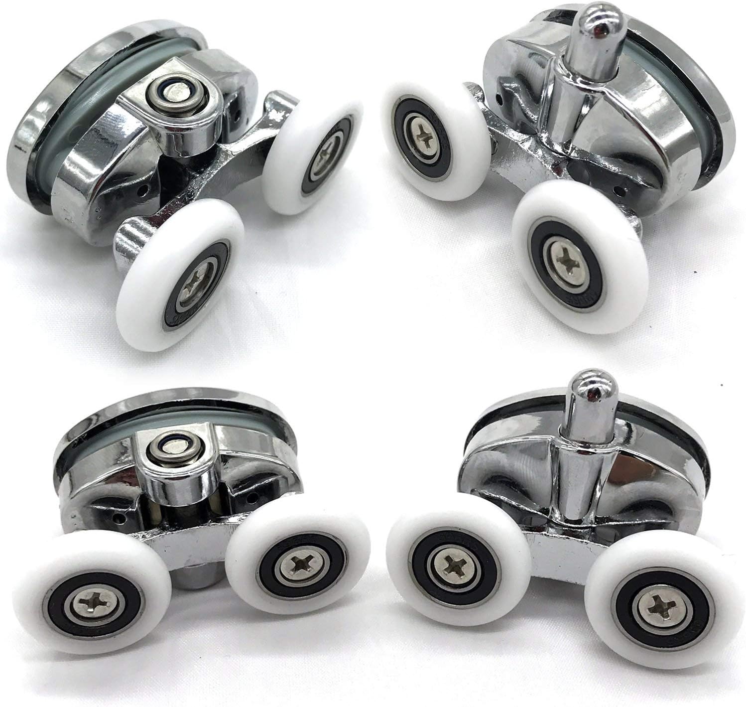 Set of 4 New Oval Butterfly Twin Wheel Shower Door Rollers (25MM