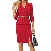 GRACE KARIN Women's Bodycon Work Dress 3/4 Sleeve Church Teacher Business Office Wear to Work Sheath Suit Dresses with Belt
