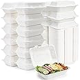 Elsjoy 90 Pack Disposable Clamshell To Go Containers, 9"x 6" Single Compartment Take Out Food Containers, Compostable Hinged