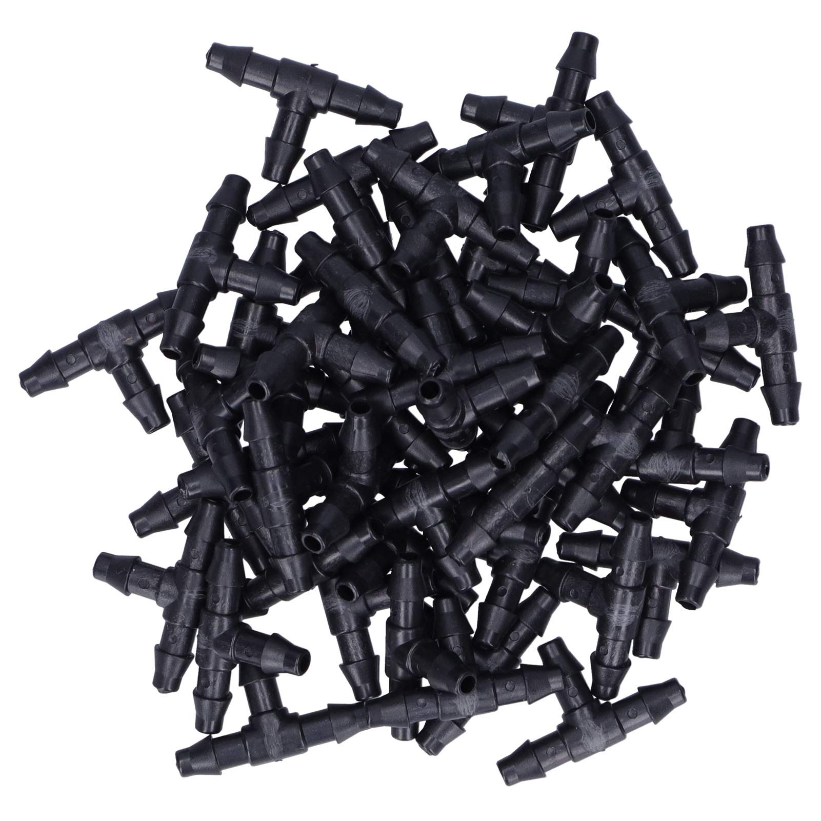 100 PCS Tee Connector Irrigation System 4/7 Tee Garden Hose Tube Connector for Cooling Watering Irrigation System