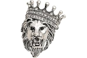 GIGB PBDK Rhinestone Tiger Head Brooch Pins for Men,Animal Lapel Pins Lion Wolf Head Coat Collar Brooch Vintage Lapel Pin Brooch Safety Pin Men Suit Accessory
