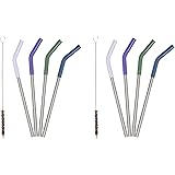 Klean Kanteen 5 Piece Stainless Steel Straw Set with Safe Silicone Flex Tip and Cleaning Brush, Pastel Colors - 2 Pack