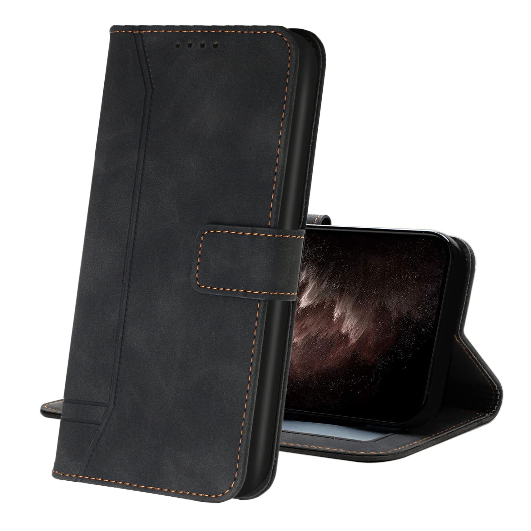 IMIRST Phone Case for Apple iPhone 11 Case Leather Wallet Card Holder Book Flip Folio Stand View Cover Pouch for Apple iPhone 11 HX3 Black