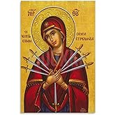 Our Lady of Sorrows Orthodox Icon, Virgin Mary, Our Lady of The Seven Sorrows, Our Lady of Sorrows Canvas Printing Art Decora