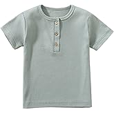HahaNice Toddler Short Sleeve Henley Shirt Boys Ribbed T-Shirt