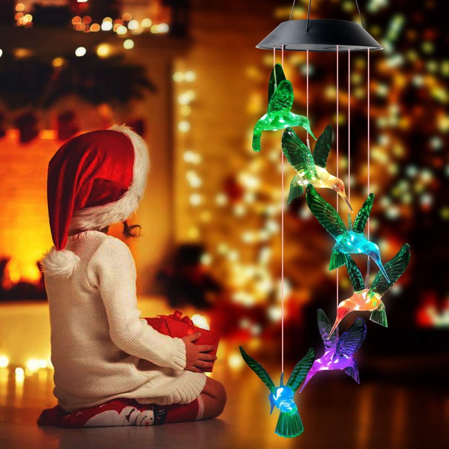 JOBOSI Hummingbird Wind Chimes Solar Wind Chimes Glow Wind Chimes Outdoor Indoor Decor Gifts for mom Hummingbird Gifts mom Gifts Thanksgiving Gift Grandma GiftsS Hook Wind Chimes Sympathy Wind Chimes : Garden & Outdoor