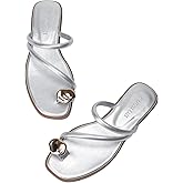 Women's Toe Ring Thong Sandals Open Toe Slide Flat Sandals Casual Summer Flip Flop Flat Sandals