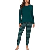 GYS Women's Pajama Sets Bamboo Viscose Long Sleeve Sleepwear with Pants Soft Pjs Lounge Set Ladies Loungewear
