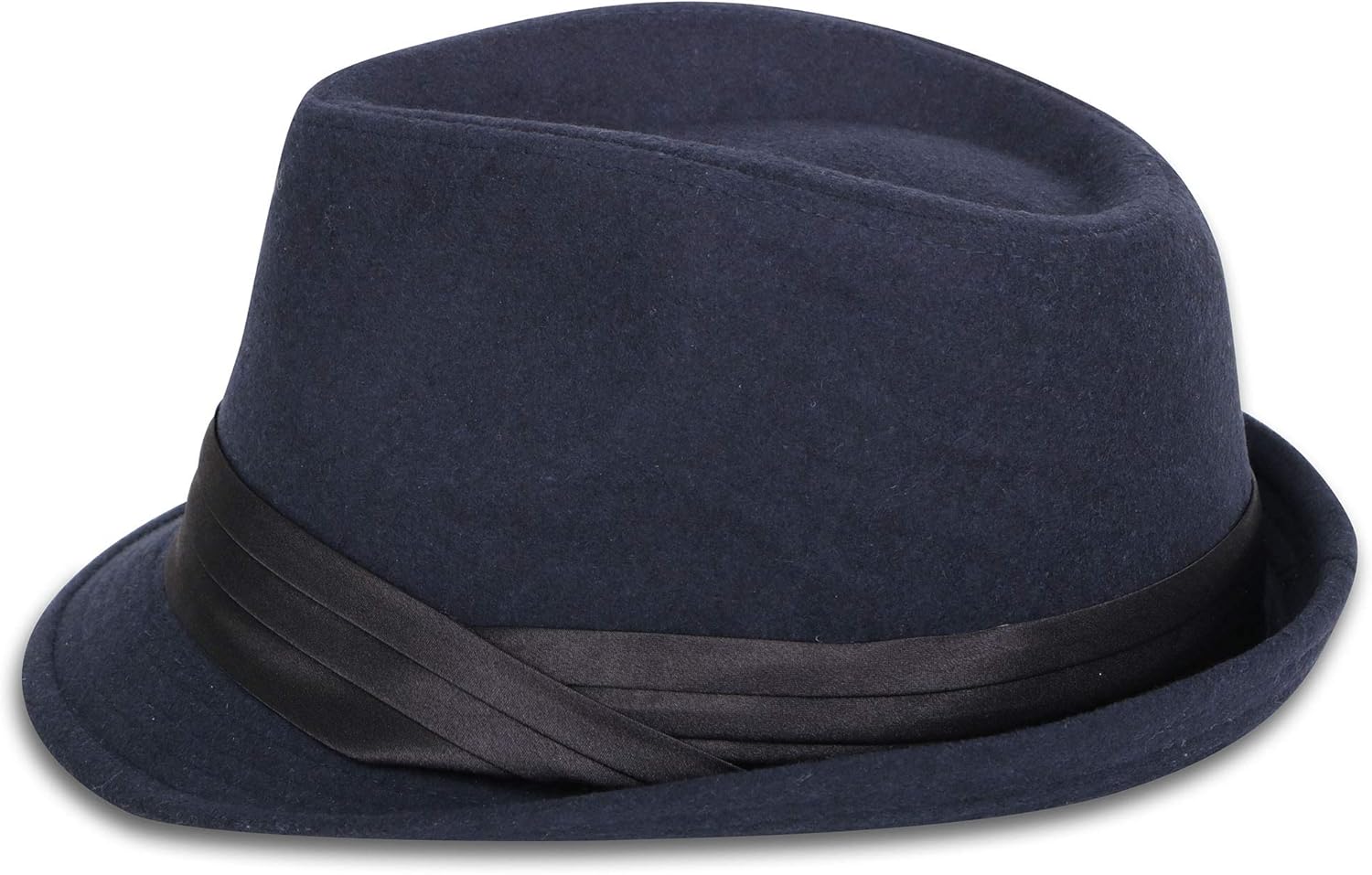 Simplicity Mens Cool Teardrop Crown Fedora Trilby Hat Pinstripe with Black Band at  Men’s Clothing store