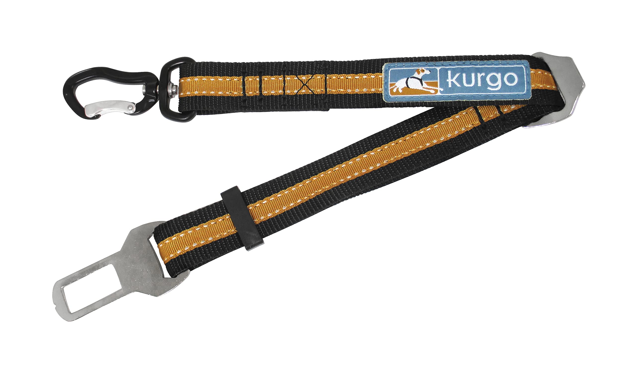 Kurgo Direct to Seat Belt Swivel Tether, Universal Car Seat Belt for Dogs, Tangle-Free, Adjustable Length, Black/Orange