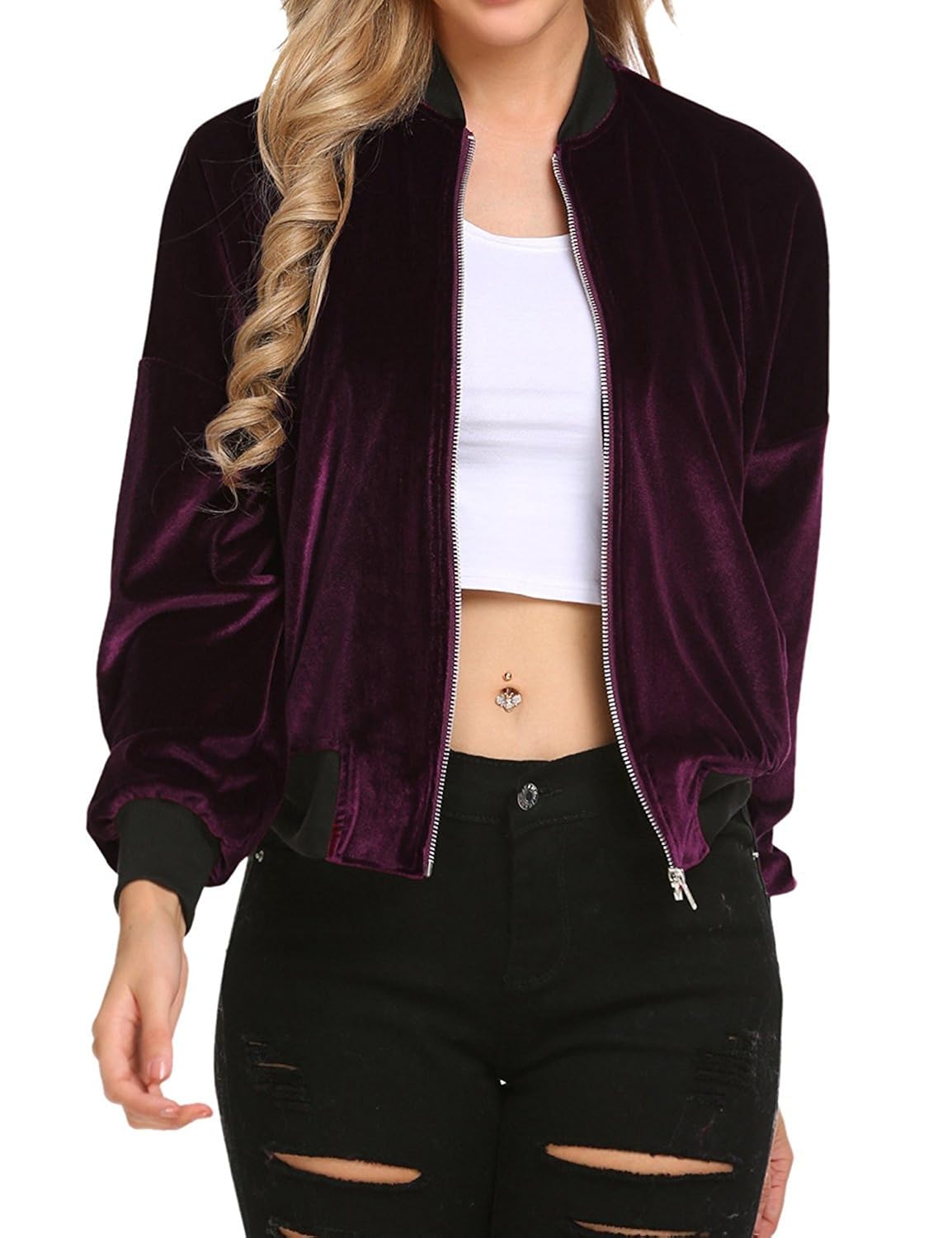 khhalisi women's full sleeves jacket with pocket zipper