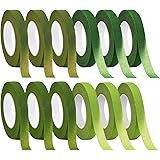 Livder 12 Rolls Floral Tapes Flower Adhesives for Stem Wrap Flowers Making