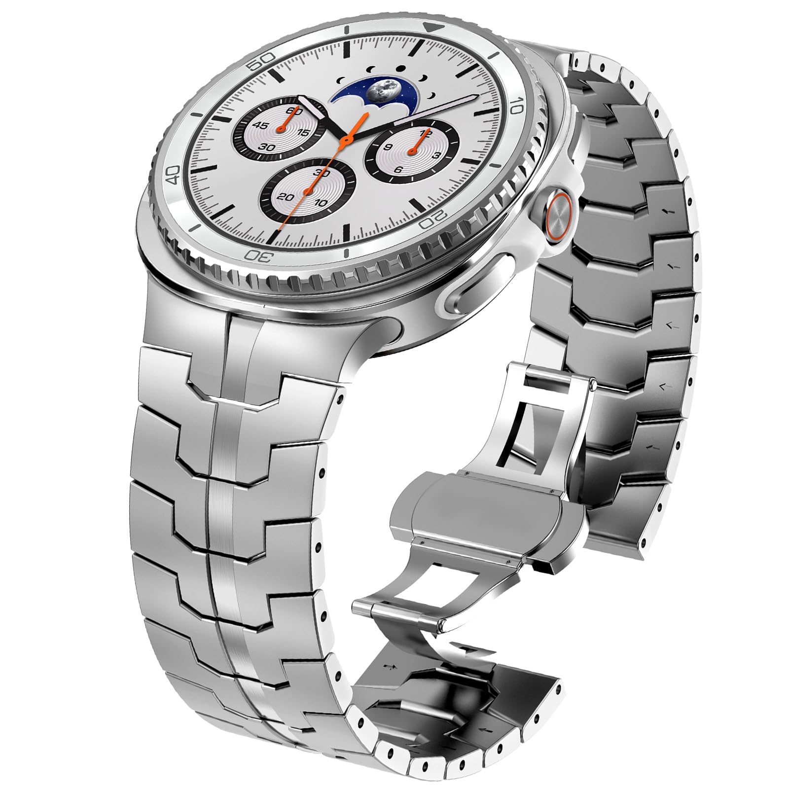 WINGLE Titanium Bands for Galaxy Watch 8/8 Classic Band Samsung Galaxy Watch 8 Band Men 46mm 44mm 40mm Rugged Durable Armor Robust Metal Bands Classy Elegant Casual Business Strap Bracelet, Silver