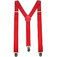 JEMYGINS Solid Color Mens Suspender with 3 Strong Clips Adjustable Braces