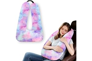 MROUEN Travel Pillow, Travel Pillow for Kids, Sleeper Hold Pillow Travel, Removable U-Shaped Pillow for Adults and Children to Support Head and Body in The Back Seat of Long Car Trips (DCPurple)