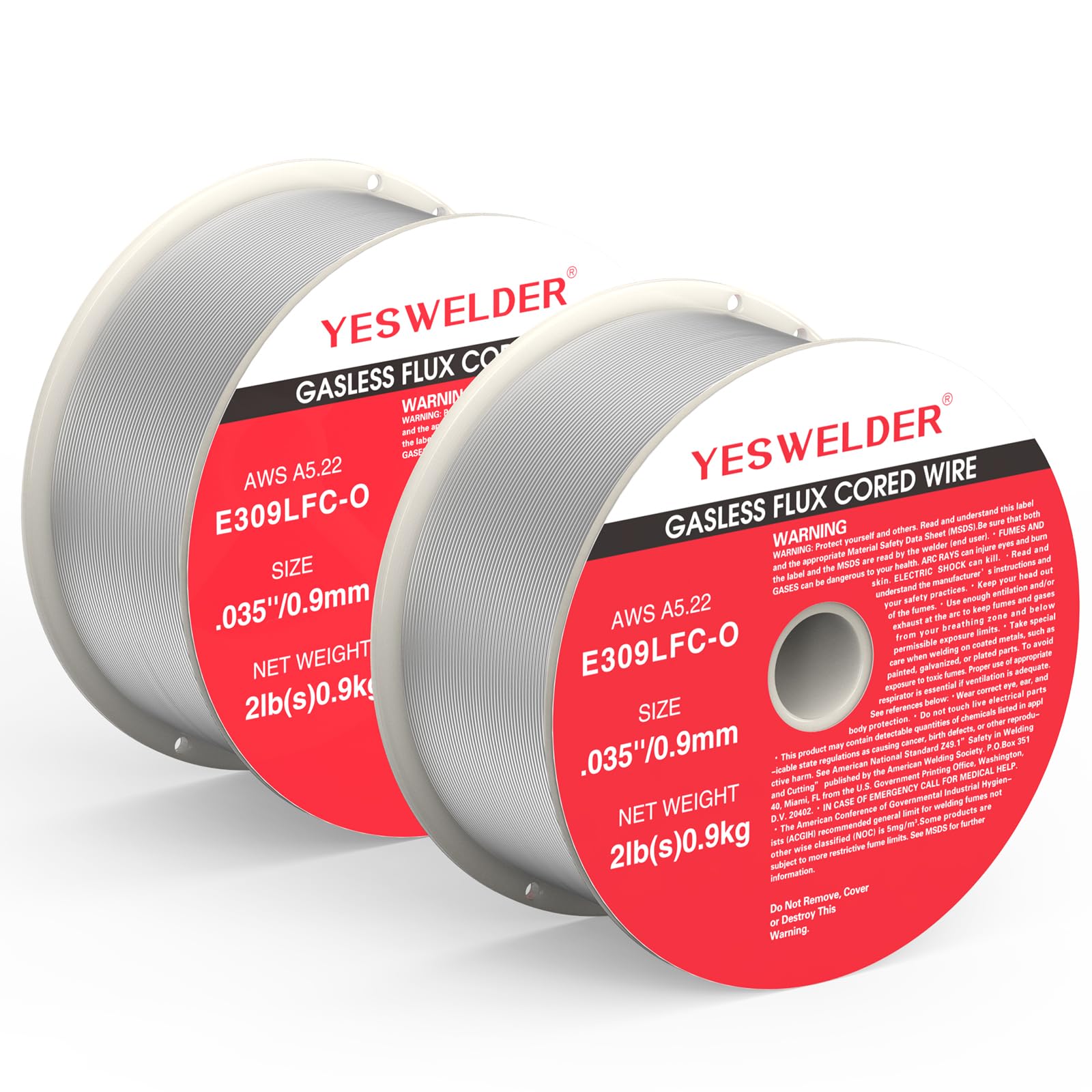 YESWELDER E309LFC-O Stainless Steel Flux Core MIG Wire, .035-Inch 2-Pound 2-Packs, Strong ABS Plastic Spool Welding Wire Image