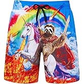 uideazone Men Swim Trunks Drawstring Elastic Waist Quick Dry Beach Shorts with Mesh Lining Swimwear Bathing Suits