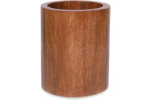 EDHAS Natural Mango Wood Cooking Utensil Holder for Countertop, Spoons, Cooking Tools, etc. (5" x 5" x 6")