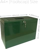 Cathedral A4+ Steel File Box with 5 Suspension Files British Racing Green view 2