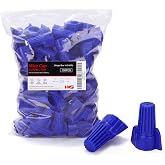 HKS 100 PCS Blue Wire Nuts - AWG 14-6 Winged Electrical Wire End Connector - Twist-On Screw Caps Insulated Insertion with Spring Portable &amp; Quick to Connect (Blue(AWG 14-6))