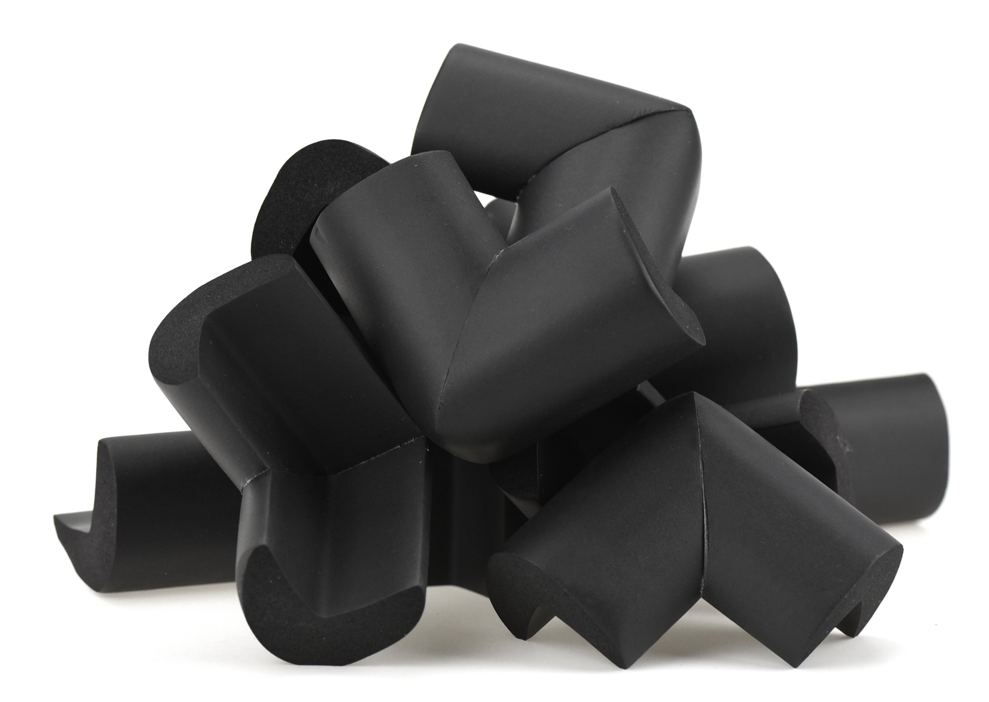 FiveSeasonStuff Table Corner Protectors for Kids | Baby Proofing and Child Safety with Peace of Mind | (Black) 12pcs Foam Guard Kit (Jumbo L-Shape (Thickness: 5-14mm)