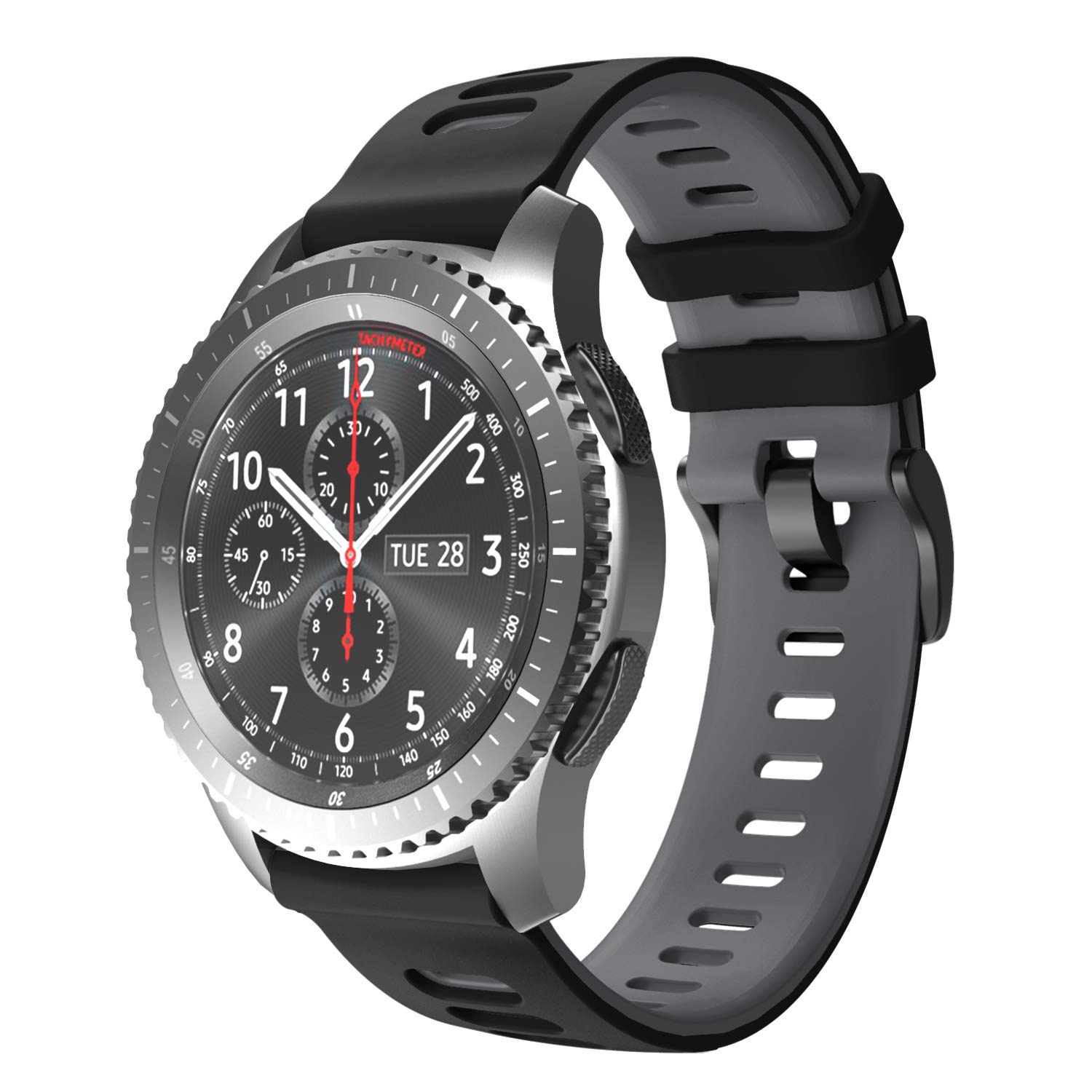 NotoCity for Gear S3 Frontier Strap/Classic Strap/Galaxy Watch 46mm, 22mm Soft Silicone Replacement Strap for Samsung Gear S3 Frontier/S3 Classic/Huawei Watch GT/GT 2/GT 2e(blackgray)