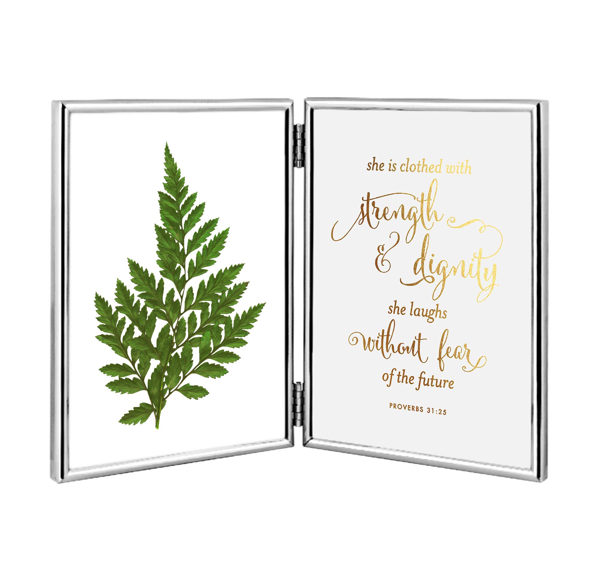 Rising Star Silver Double Picture Frames 4x6 Hinged Photo Frame, Folding Metal Frame, Side by Side Dual Picture FrameÉ