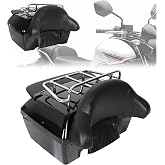 KUAFU 50L Motorcycle Trunk w/Backrest Tail Light Luggage Rack | Compatible with Yamaha Honda Harley Davidson Suzuki Vulcan Universal Hard Luggage Tail Trunk Box (Mounting Hardware Included)