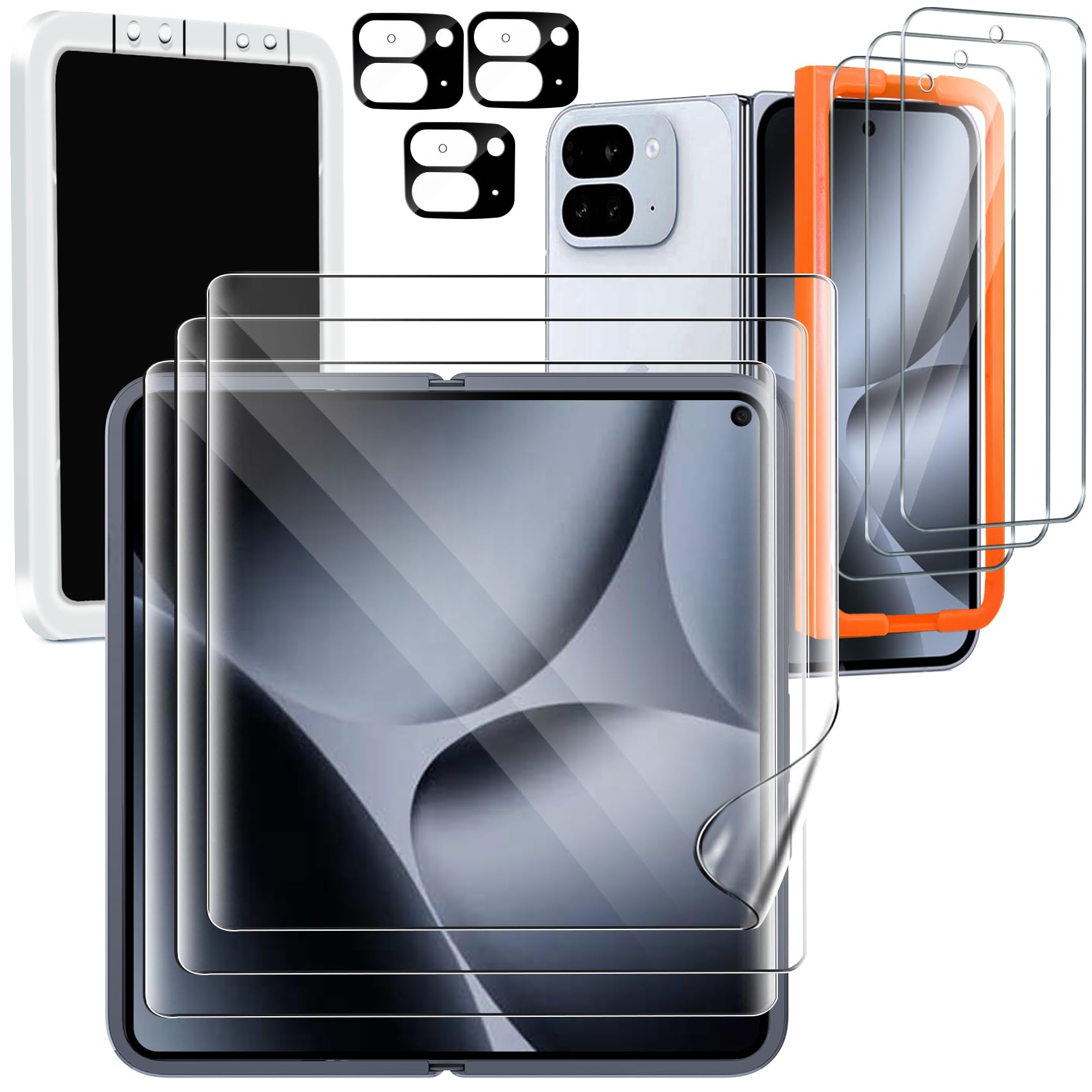 Photo 1 of Milomdoi 9 in 1 Screen Protector for Google Pixel 10 Pro Fold, 3 Inside Flexible Film + 3 Front Tempered Glass + 3 Camera Lens Protector Accessories with Installation Frame, No bubbles