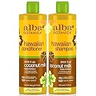 Alba Botanica Drink It Up Coconut Milk, Hawaiian Duo Set Shampoo and Conditioner, 12 Ounce Bottle Each