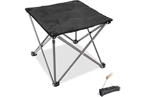 FUNDANGO Oversized Camping Stool, 330 Lbs Foot Rest Padded Collapsible Camping Chair Portable Lawn Foldable Footrest for Travel Outdoor Gardening Fishing Hiking BBQ with Carry Bag (Black)