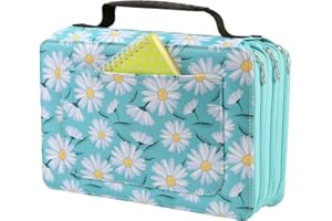 Lbxgap Marker Pen Organizer Case 102 Slots Large Capacity with Handy Wrap Portable Multilayer Holder for Prismacolor Watercolor Pencils & Gel Pen Markers（Daisy）