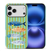 Bvkilrvc for iPhone 18 Pro 17 Pro Case, Vintage Tin Fish Pattern Print Matte Phone Case Funny Liquid Silicone Case Impact Resistant Anti-Scratch Shockproof Protective Cover