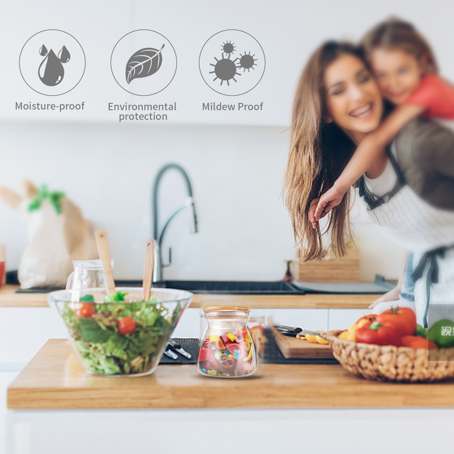 Morpilot Glass Storage Jars 700ml for Tea Coffee Sugar Biscuit Storage