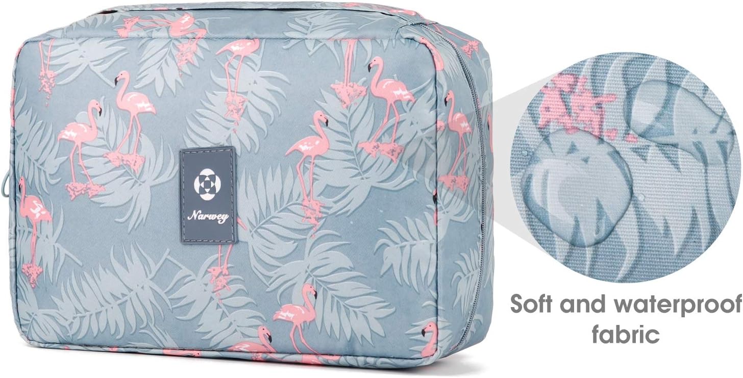 Travel Hanging Toiletry Wash Bag Toiletry Bags for Women Toiletries Bag Washbag Makeup Cosmetic Organizer for Men Girls (A-Flamingo) - Image 5