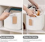 TIMEYARD Woven Storage Basket Cotton Rope 33x25x22.5cm White view 5